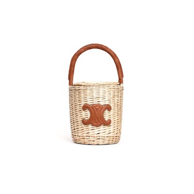 CELINE SMALL BASKET IN PLANT MATERIAL AND COW LEATHE 190042 (29*22*1cm)